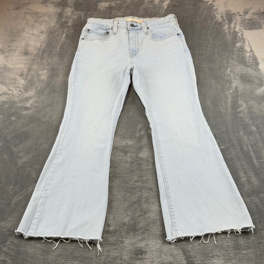 Levis 726 Flare Jeans Womens Size 30 Light Wash High Rise Raw Hem A3410-0011